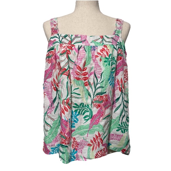 Cynthia Rowley Tops - Cynthia Rowley Linen Tropical Print Tank Top Womens Large Summer Coastal Beach